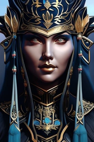 Diamond-Blue Woman in Gothic Street Portrait