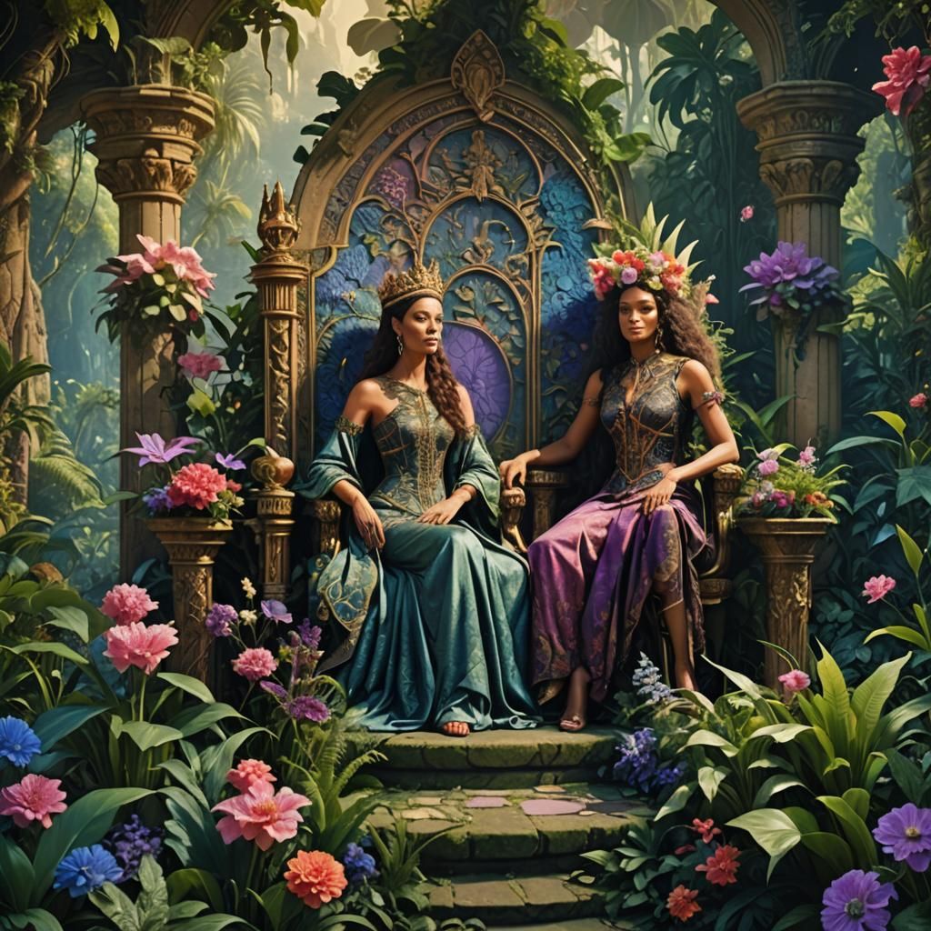 Ornate Throne: Fantasy Art Nouveau Portrait