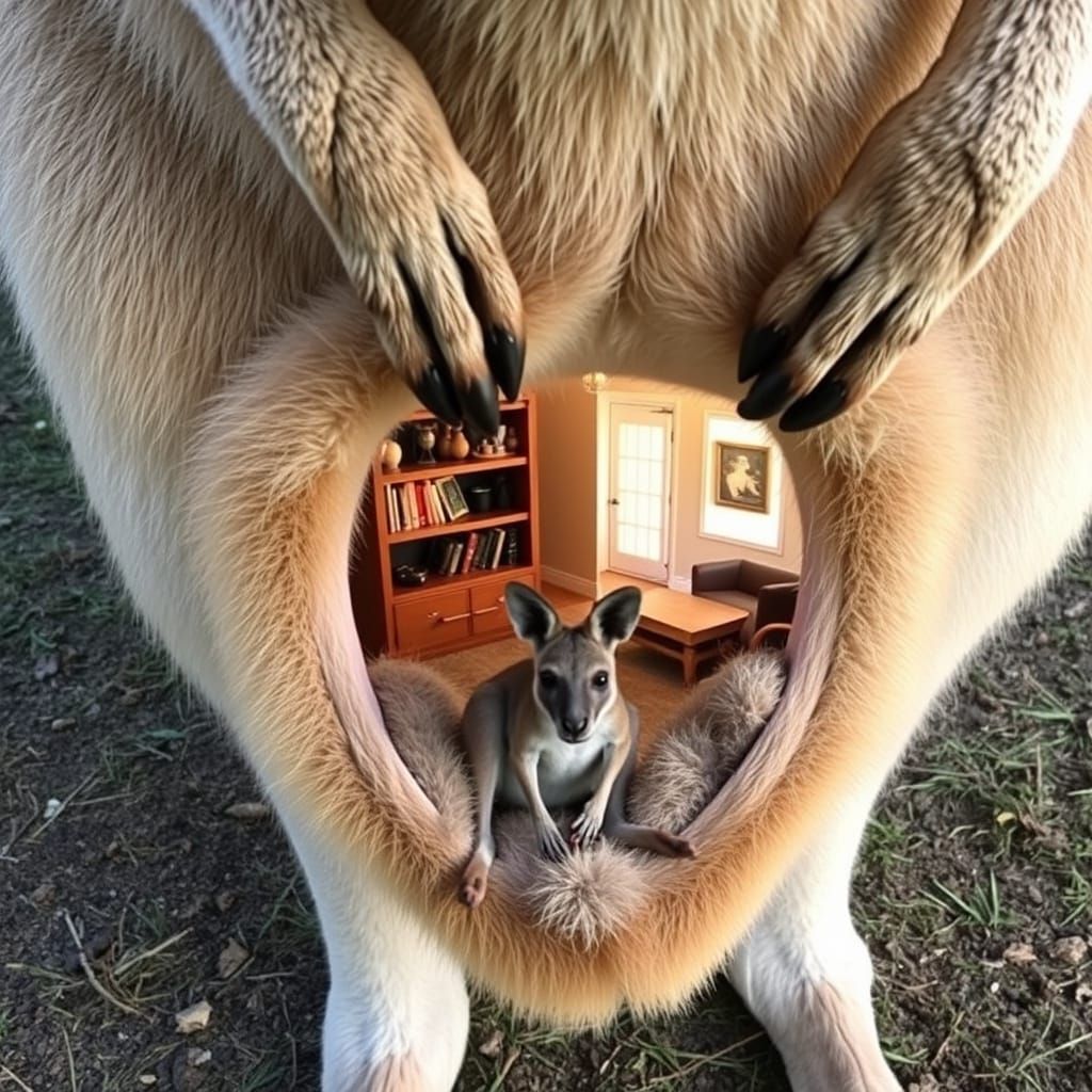 Kangaroo Pouch Reveals Miniature Living Room
