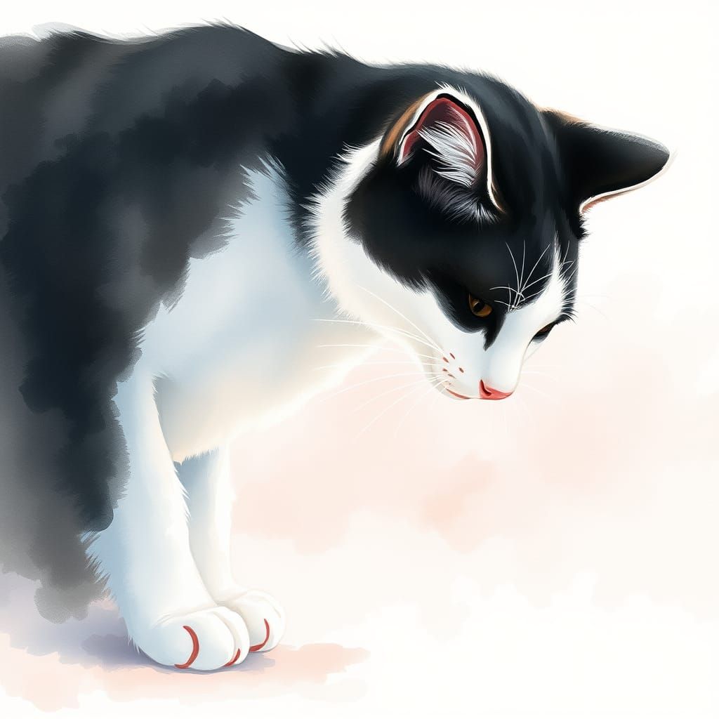 Whimsical Cat Portrait in Pastel Colors