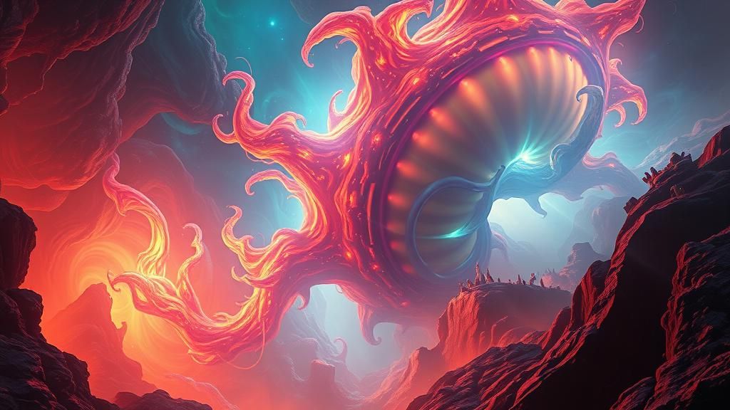 Living Plasma Entity in a Surreal Landscape