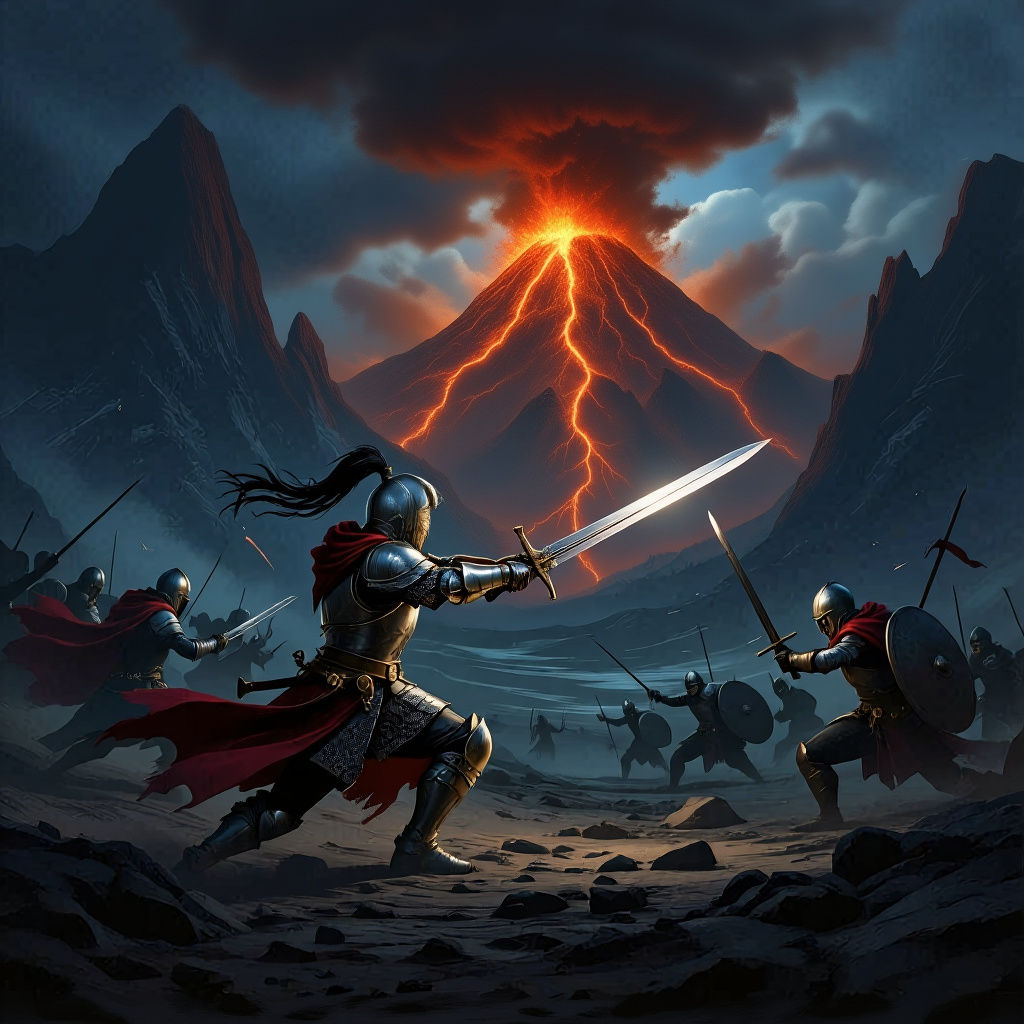 Knight Boy Battles Foes in Barren Wasteland