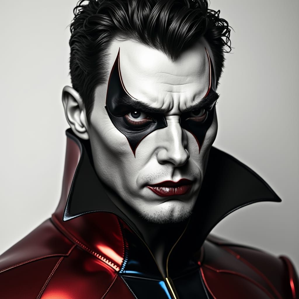 Villain Portrait in Pop Art Style with Metallic Accents