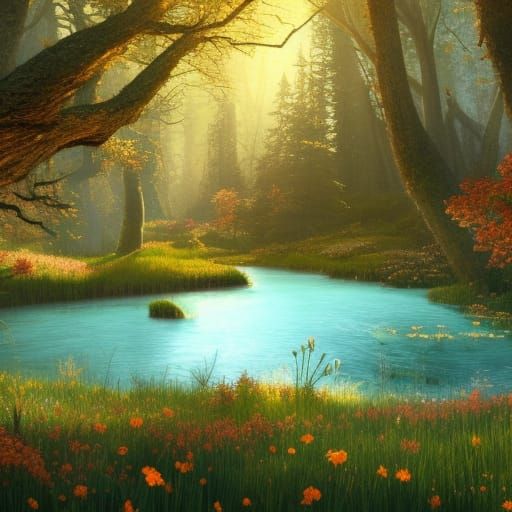 Fairycore Woodland Scene in Dark Fantasy Style