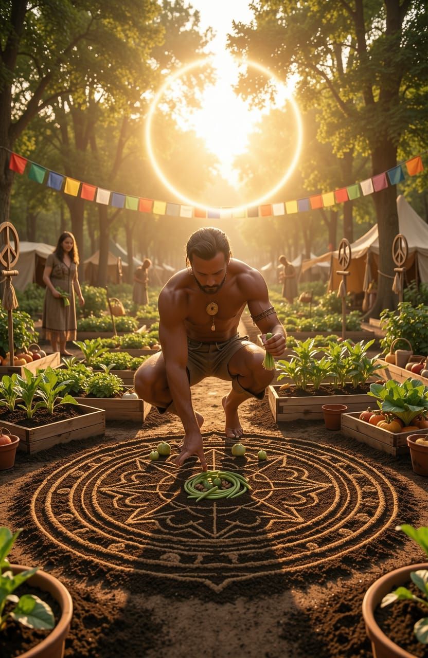 Sacred Earth Guardian in Utopian Garden