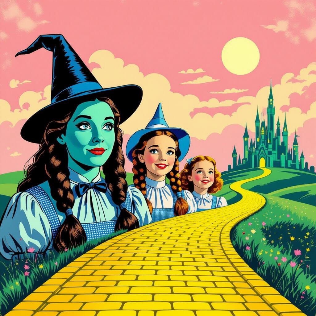 Wizard of Oz 1930s Poster: Blue People, Pink Sky