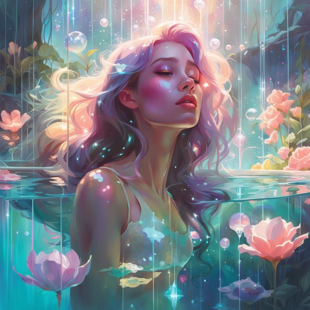 Dreamlike Reflection of Space in Water, Digital Art