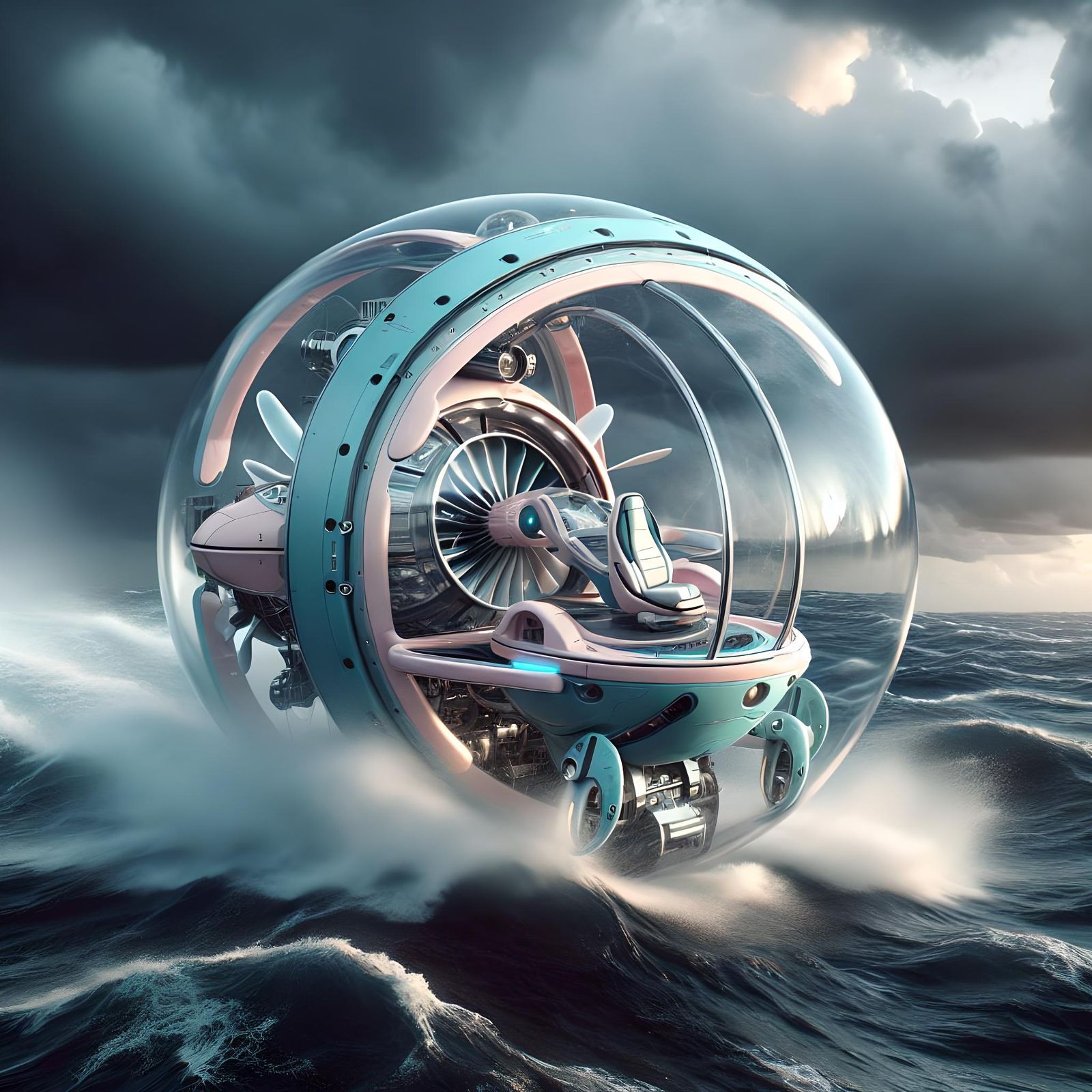 Floating Orb Sea Vehicle on Stormy Ocean