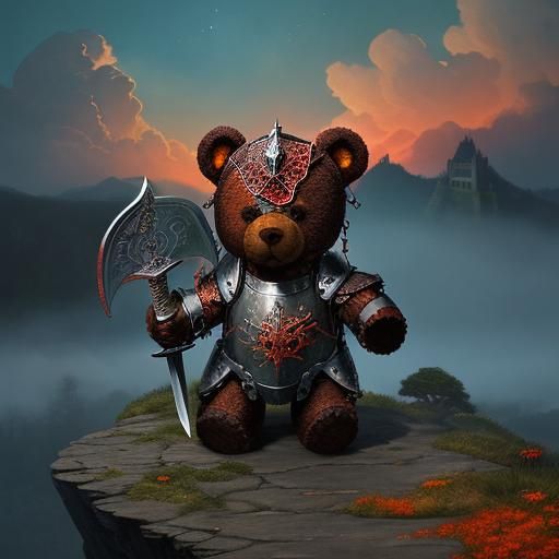 “A captivating watercolor illustration of a teddy bear as a ...