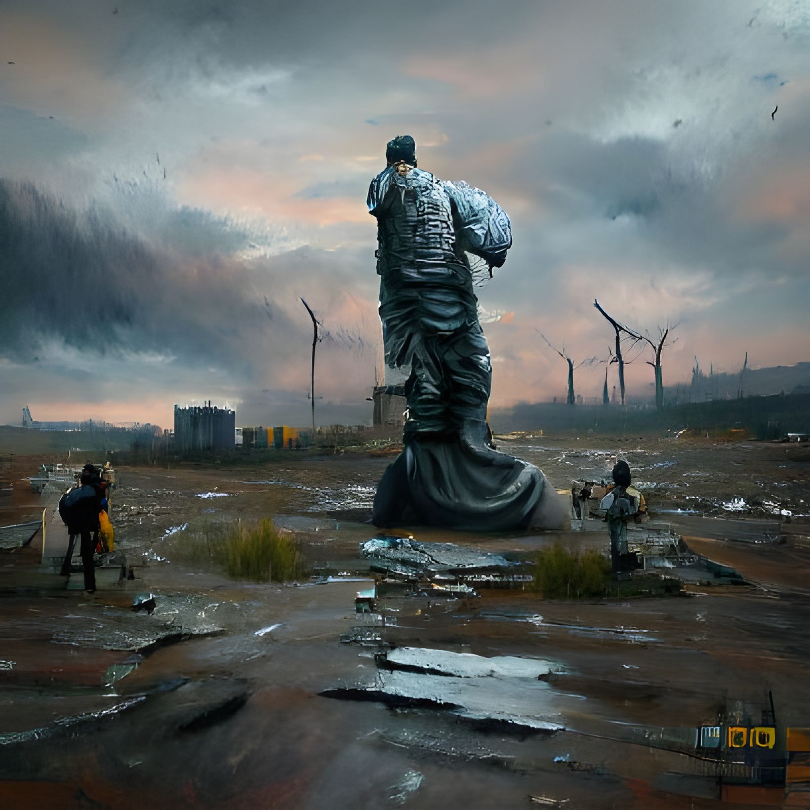 Post-Apocalyptic Landscape with Statue: ArtStation Painting