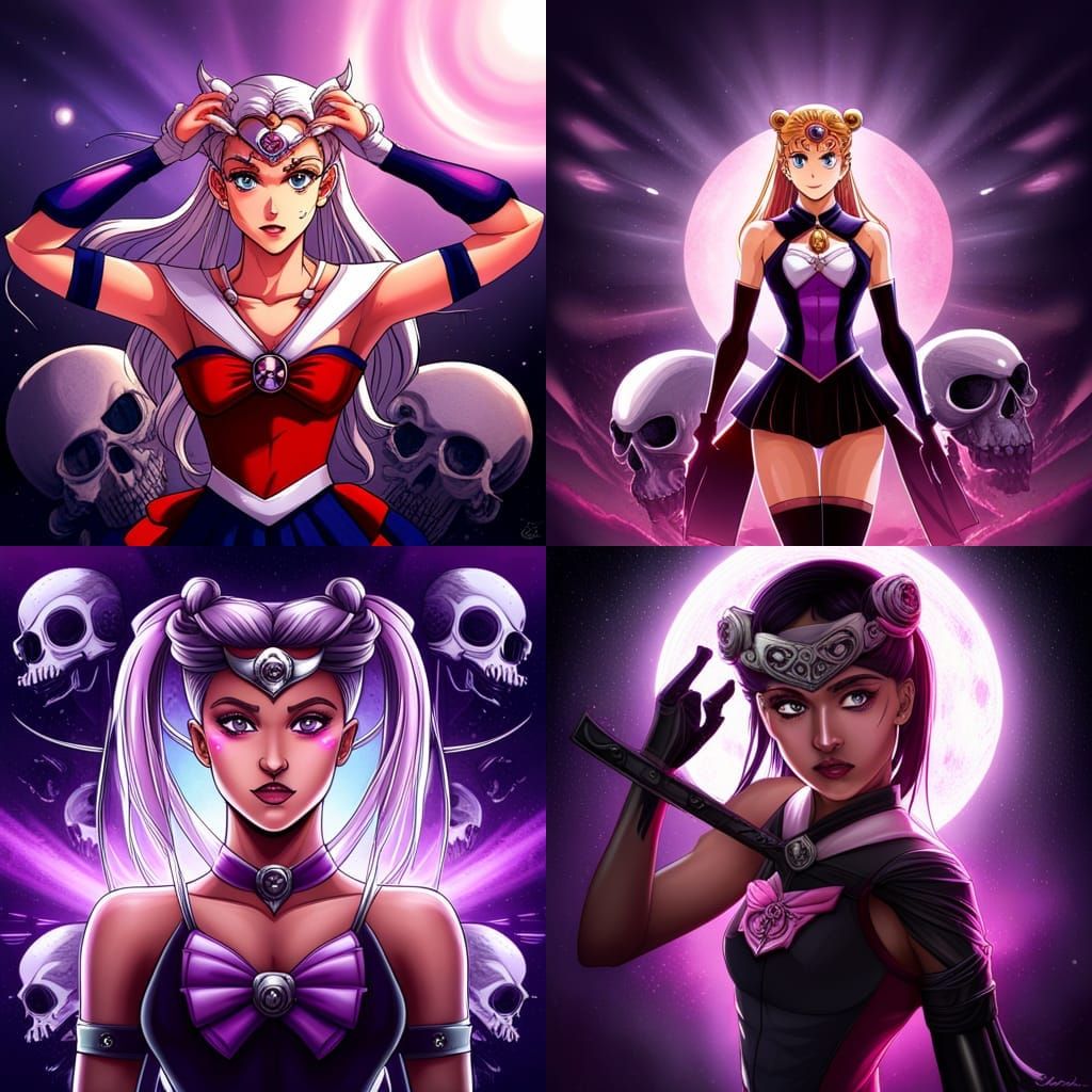 Fierce Sailor Moon in Dark Fantasy Style