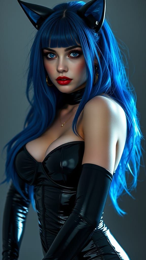 Sultry Goth Goddess in Hyper-Realistic Latex Fantasy