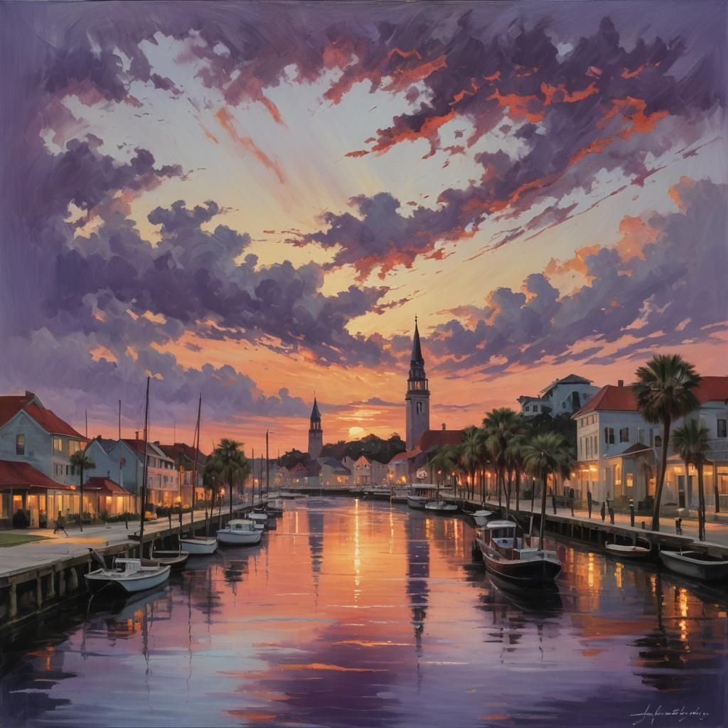 St. Augustine Sunset: Impressionist Oil Painting
