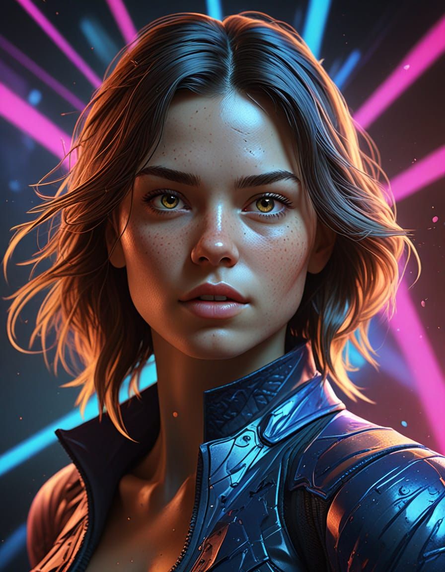 Woman in Fresnel Patterns: Digital Portrait