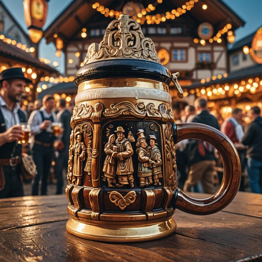 Oktoberfest Scene Inside a Beer Mug: Photorealism