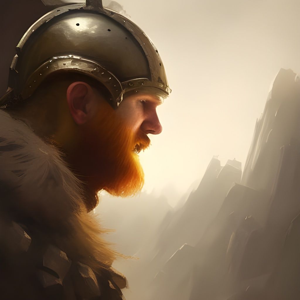 Ginger Viking Warrior Portrait in Dark Fantasy Style
