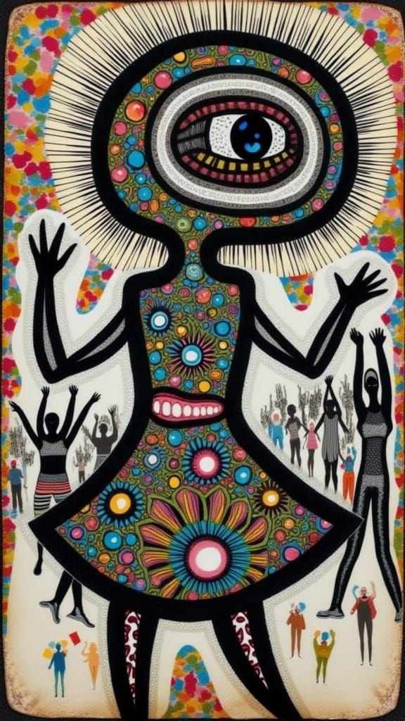 Joyful Crowd Dancing in Vibrant Pop Art Style