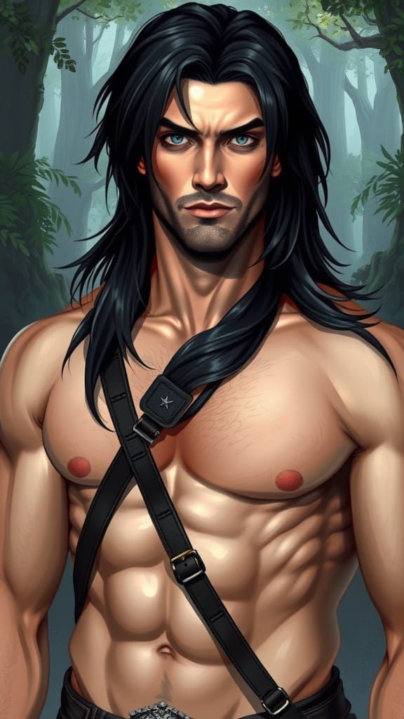 Handsome Warrior in Fantasy Forest