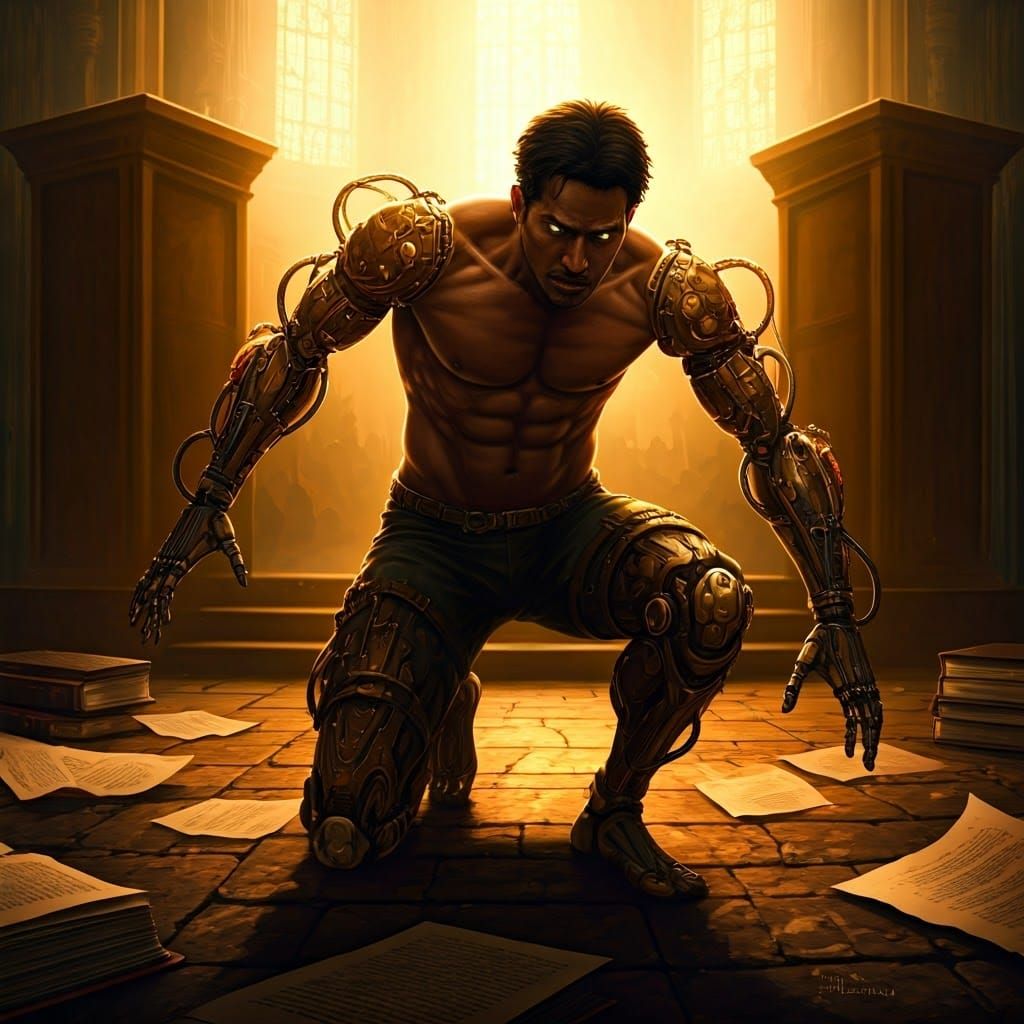 Resolute Athlete Rises in Warm Light