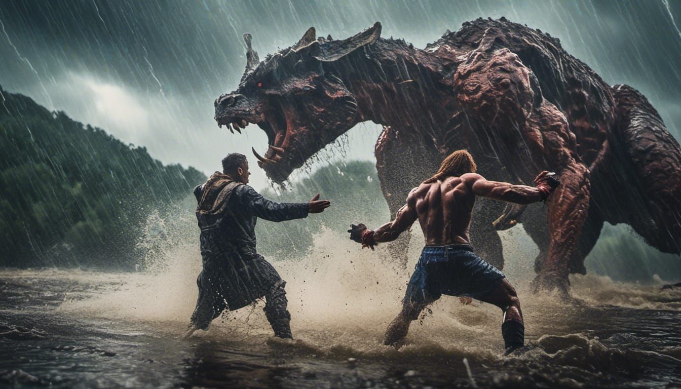 Cinematic Image: Man Casting Out Devils in Storm