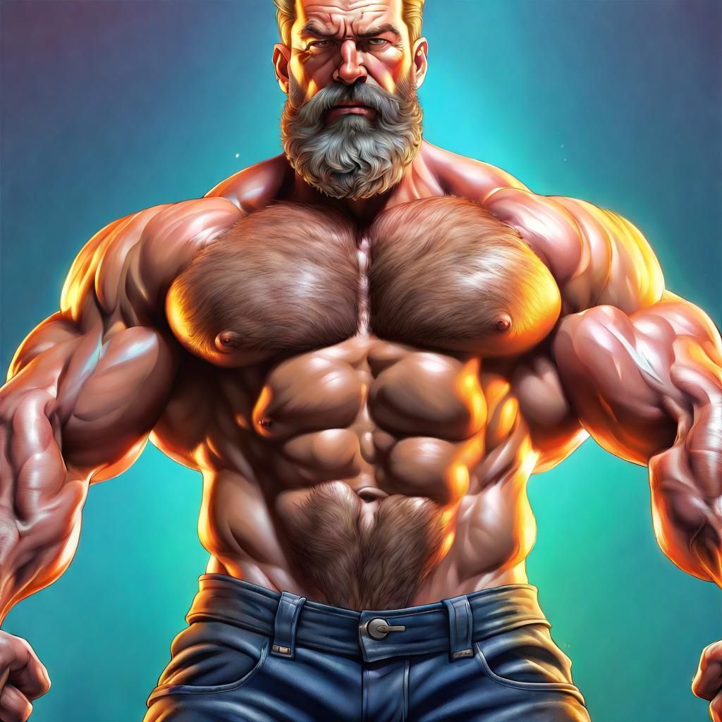 Hyperrealistic Muscle Daddy Flexing with Detailed Anatomy