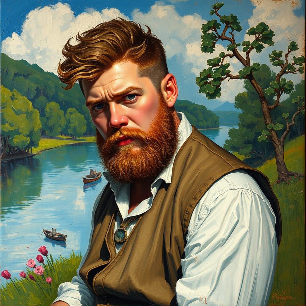 Portrait Painting of Handsome Man