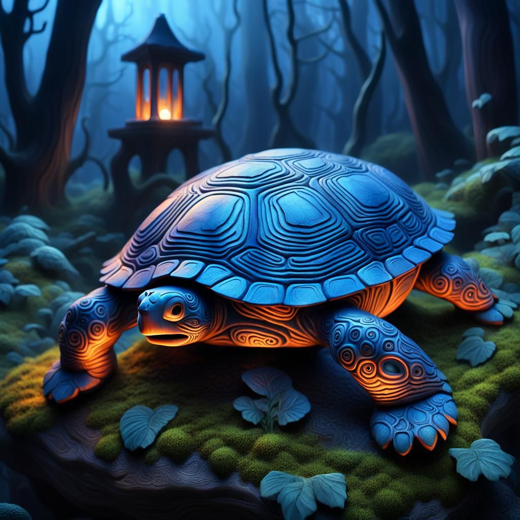 Mystical Turtle Wood Carving on Misty Island