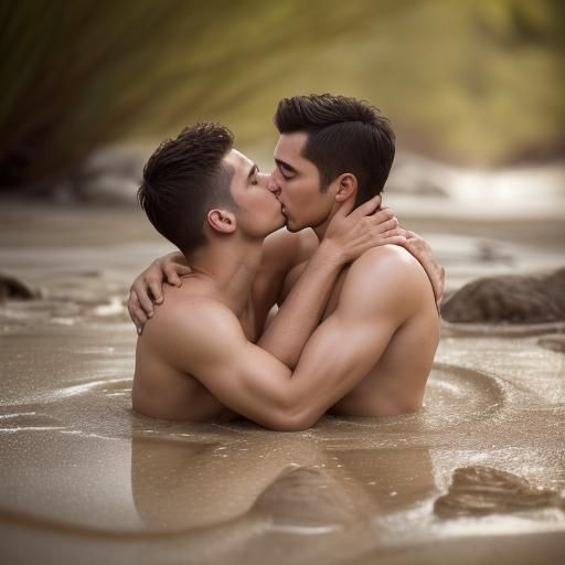 Passionate Kiss: Two Men Sinking in Quicksand