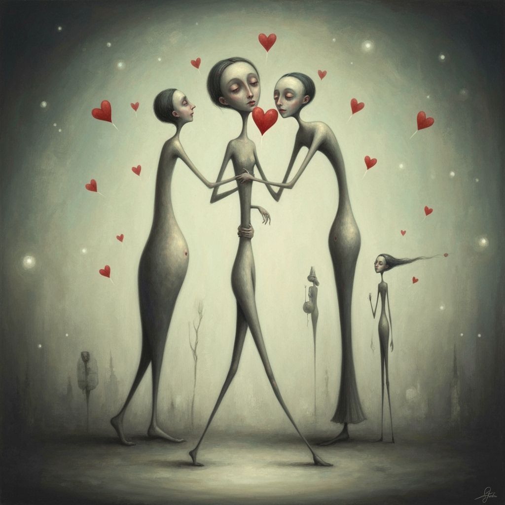 Surreal Lovebombing Painting with Eerie Playfulness