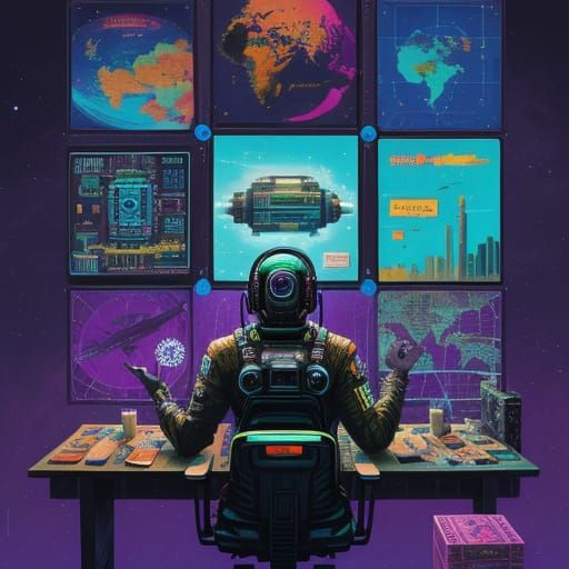 Retrofuturistic Vaporwave Collage with Tobacco Elements