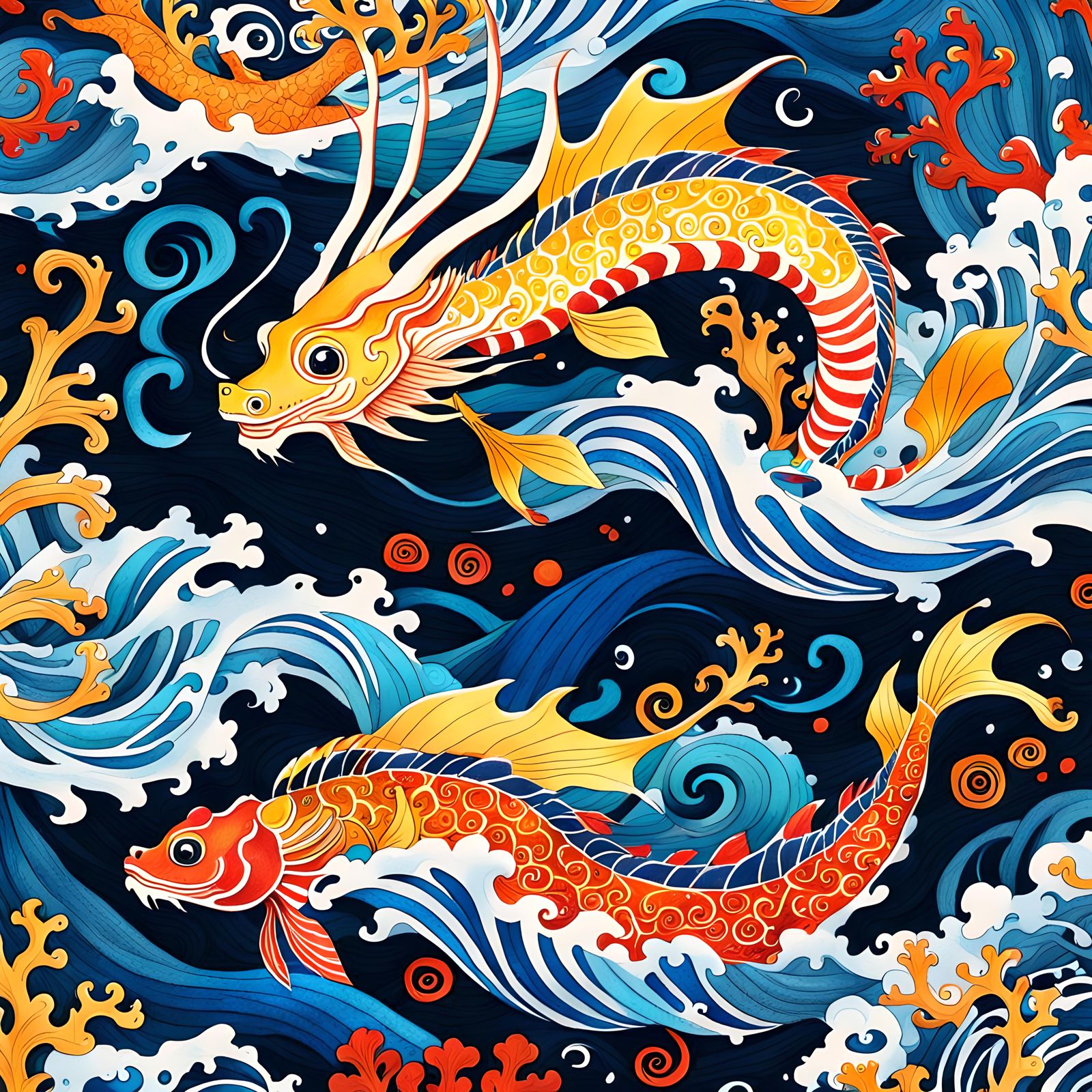 Leafy Sea Dragon in Ukiyo-e Gouache Ink