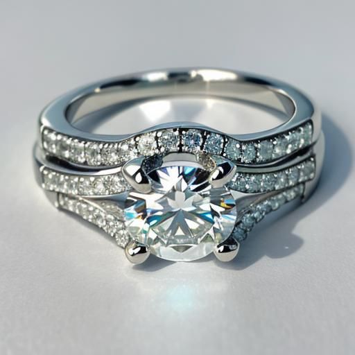 Custom Diamond Dolphin Ring and Wedding Band