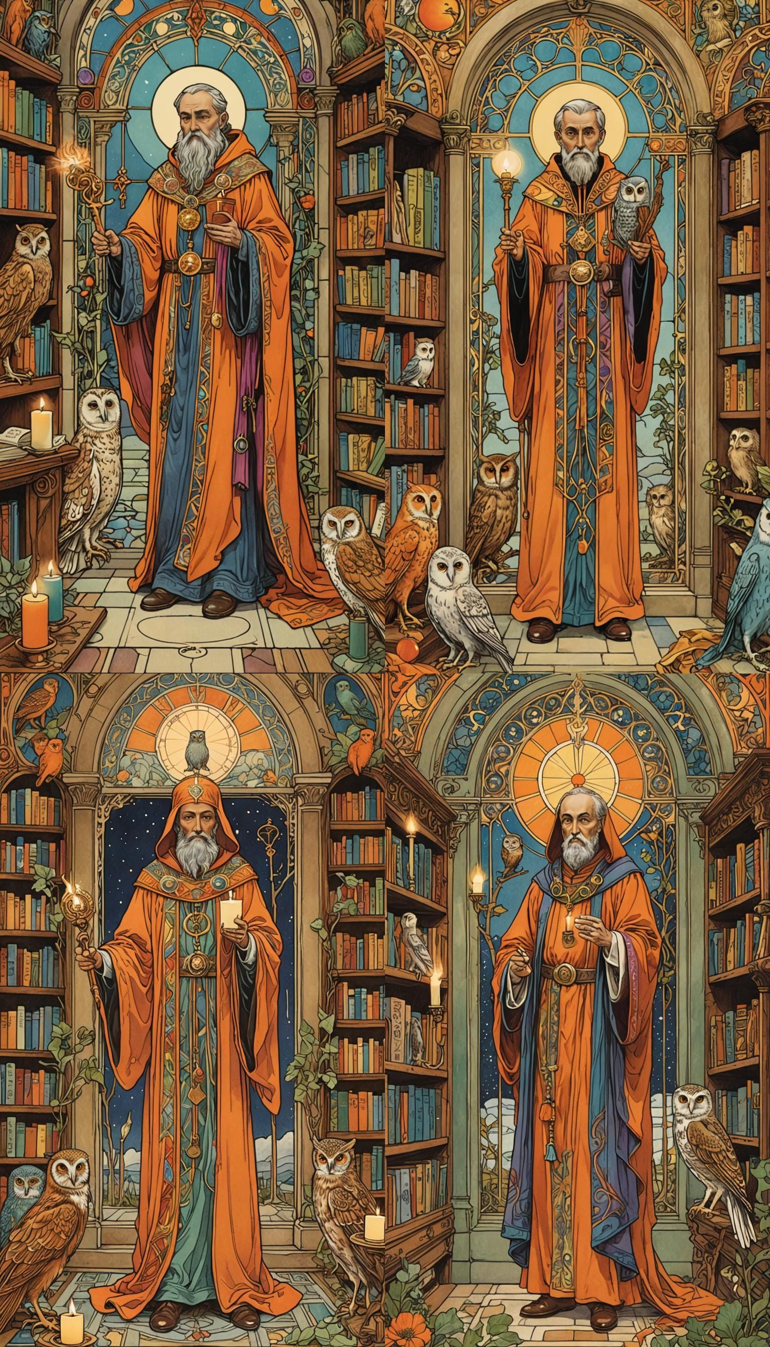 The Hierophant Tarot Card in Art Nouveau Style