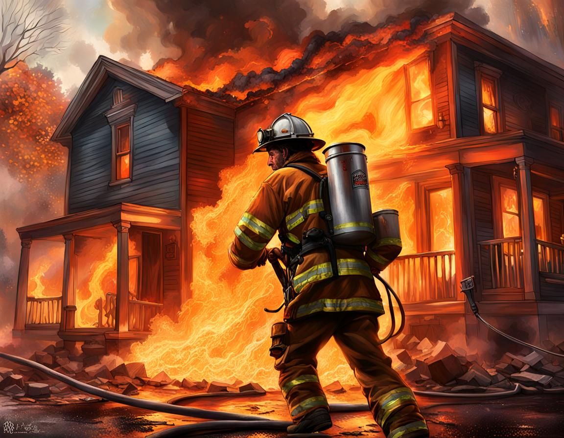 Gimli as NYC Firefighter in Hyperrealistic Splash Art