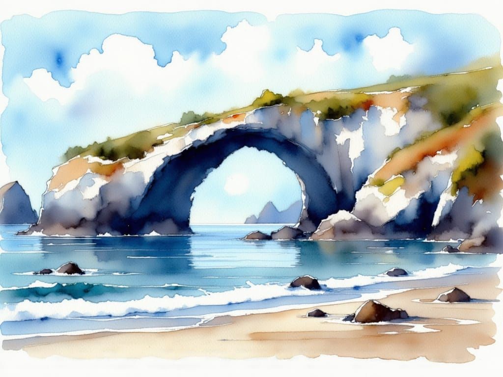 Natural Stone Arch in Ocean Waters