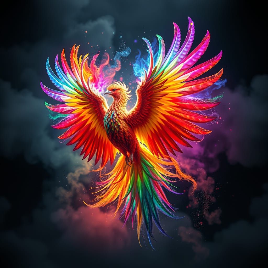 Vibrant Phoenix in Radiant Explosion