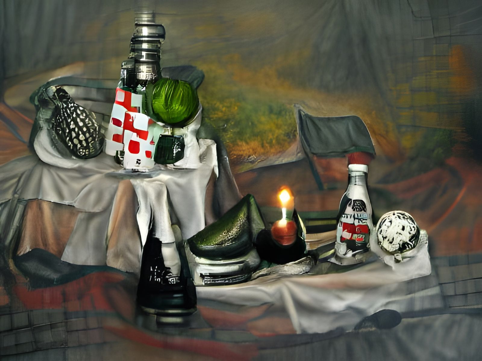 Dutch Still Life with Lobster, Candles, and Wine