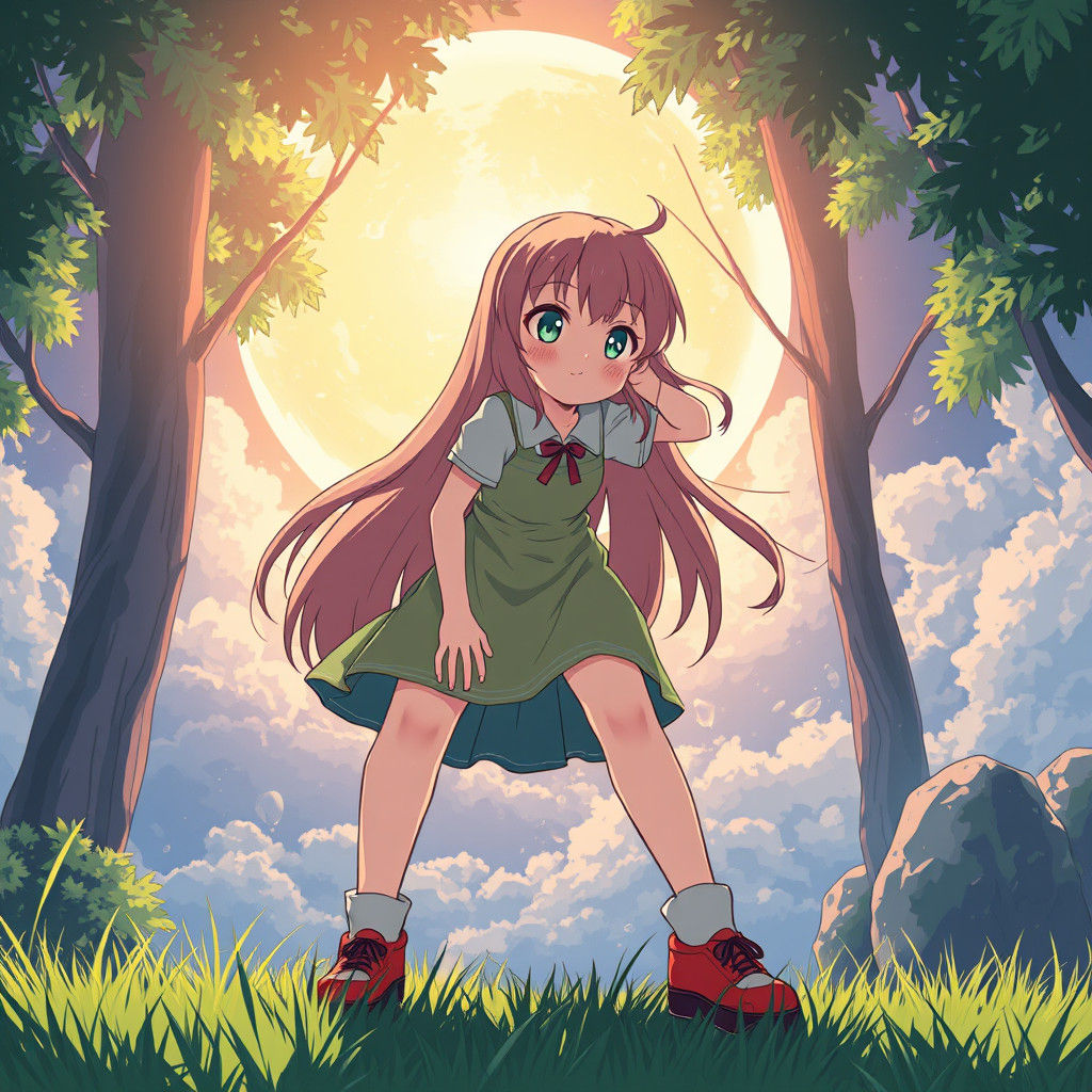 Anime Girl in Cel-Shaded Manga Style