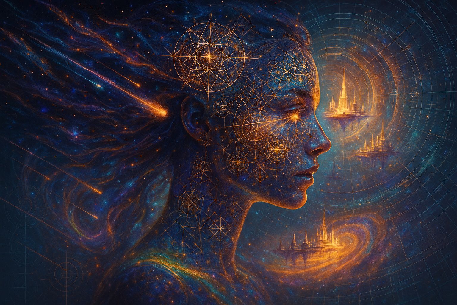 Cosmic Woman: Double Exposure Portrait of Energy