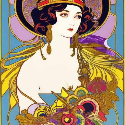 Byzantine Noblewoman Portrait in Art Nouveau Style