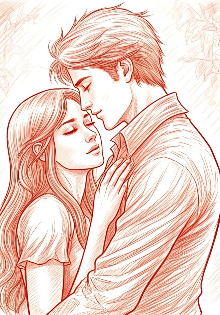 Romantic Lines Drawing of Love and Tenderness