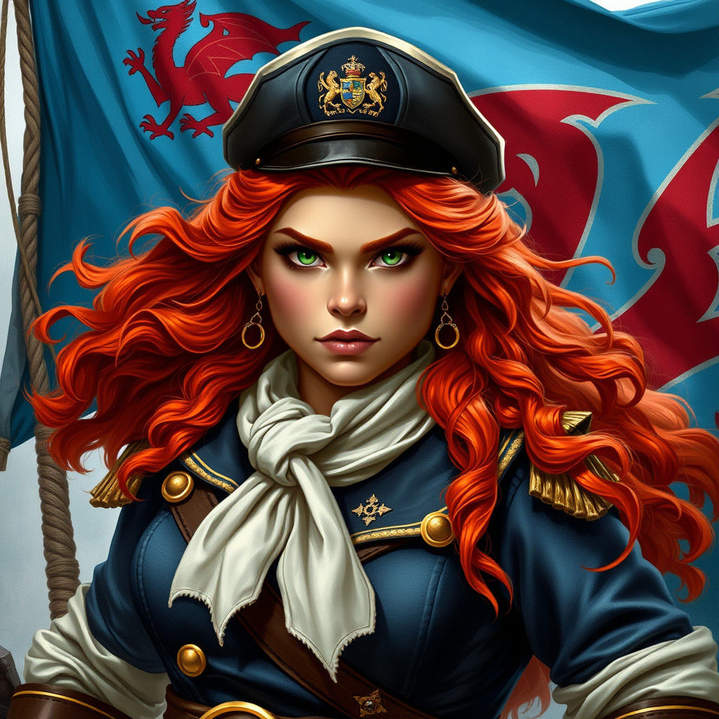 Female Dwarf Captain in Frank Frazetta Style