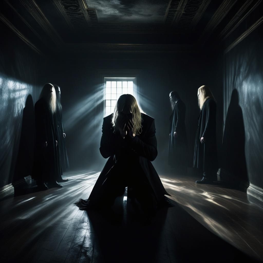 Men Hiding in Fearful, Dark, Smoky Room