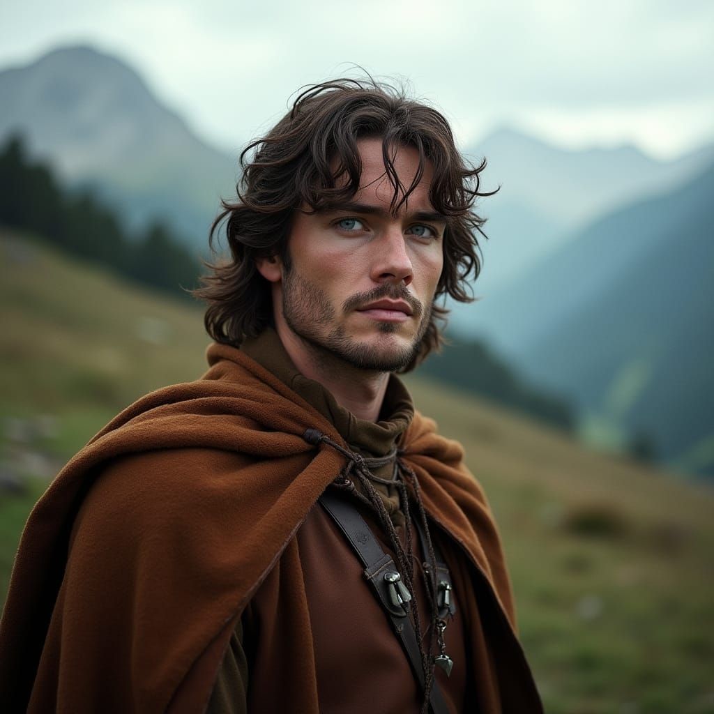 Aragorn in Majestic Mountainous Landscape