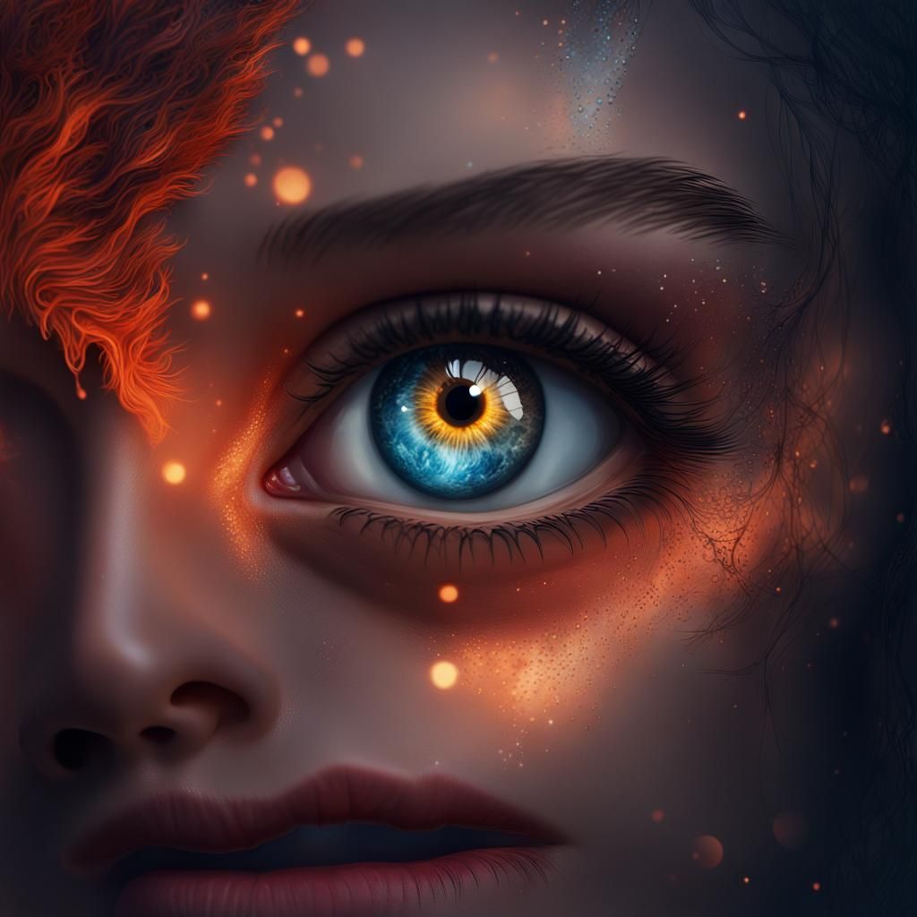 Moon and Sun Embrace in Surreal Fantasy Art