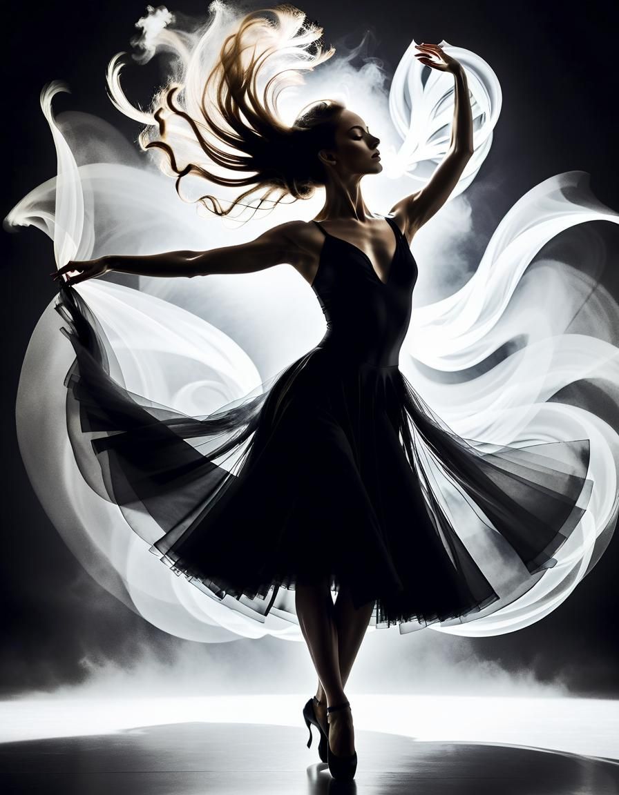 Dreamlike Dancer in Photogram Style with Solarization