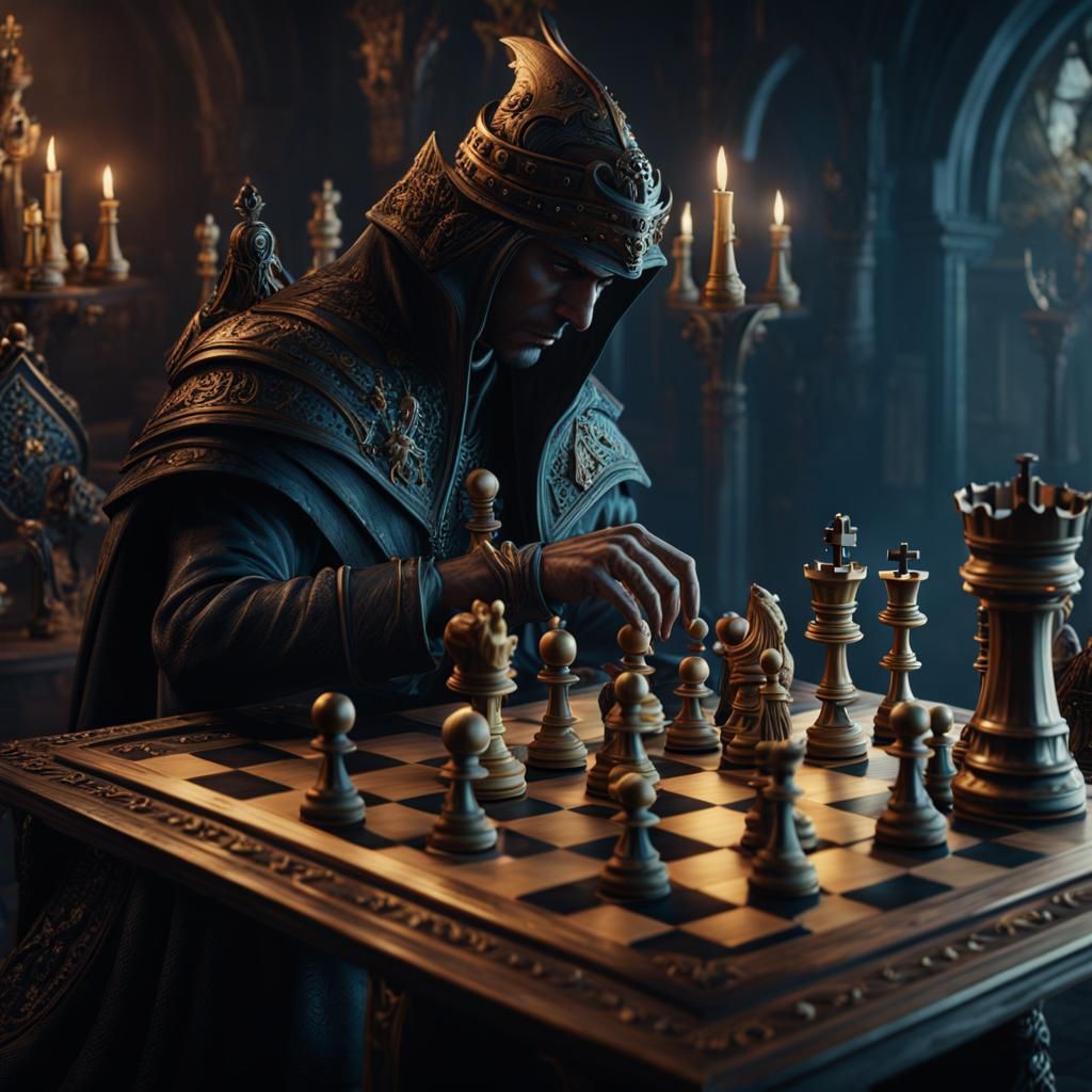 Chess Game with Death: Fantasy Concept Art