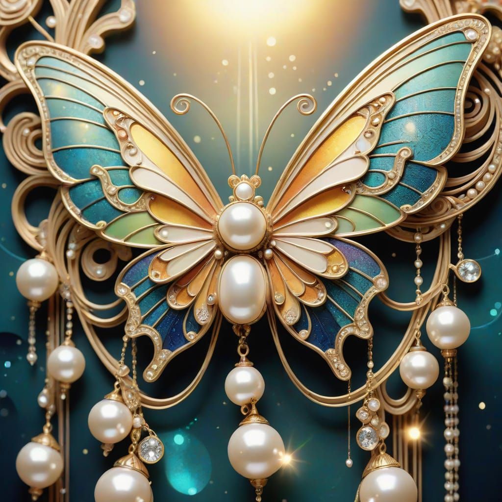 jewelry Art Deco style, pearls line up one by one in such a ...