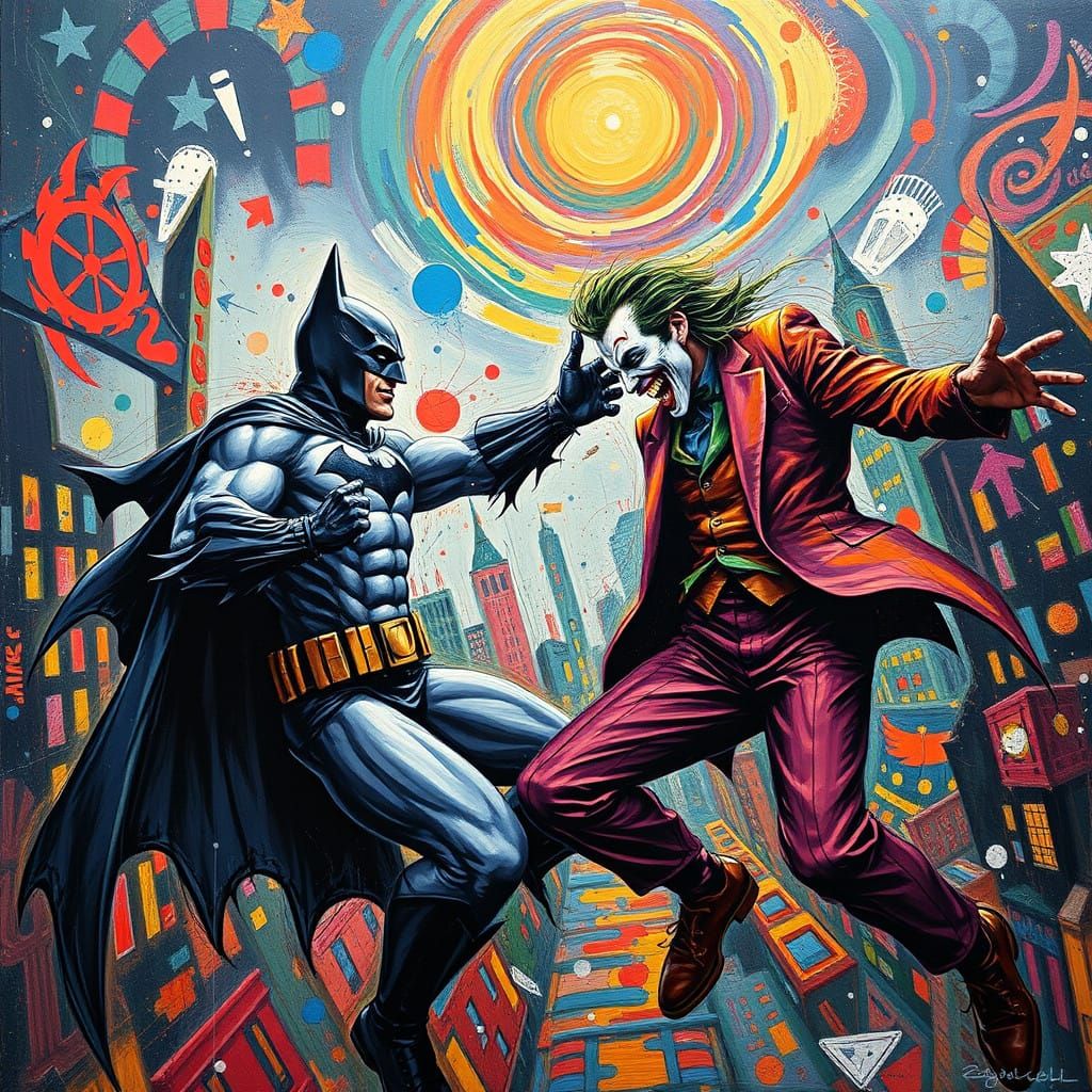 Batman in Psychedelic Gotham Confrontation