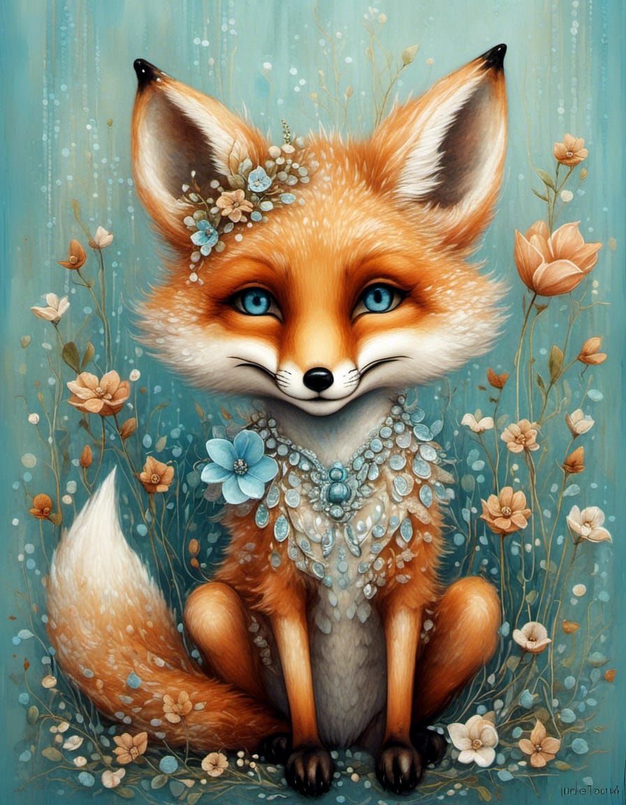 Whimsical cute fox
